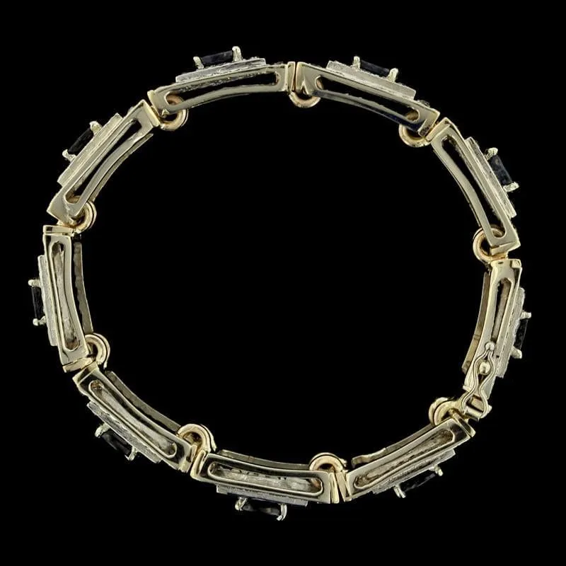 14K Two-Tone Gold Estate Sapphire and Diamond Bracelet