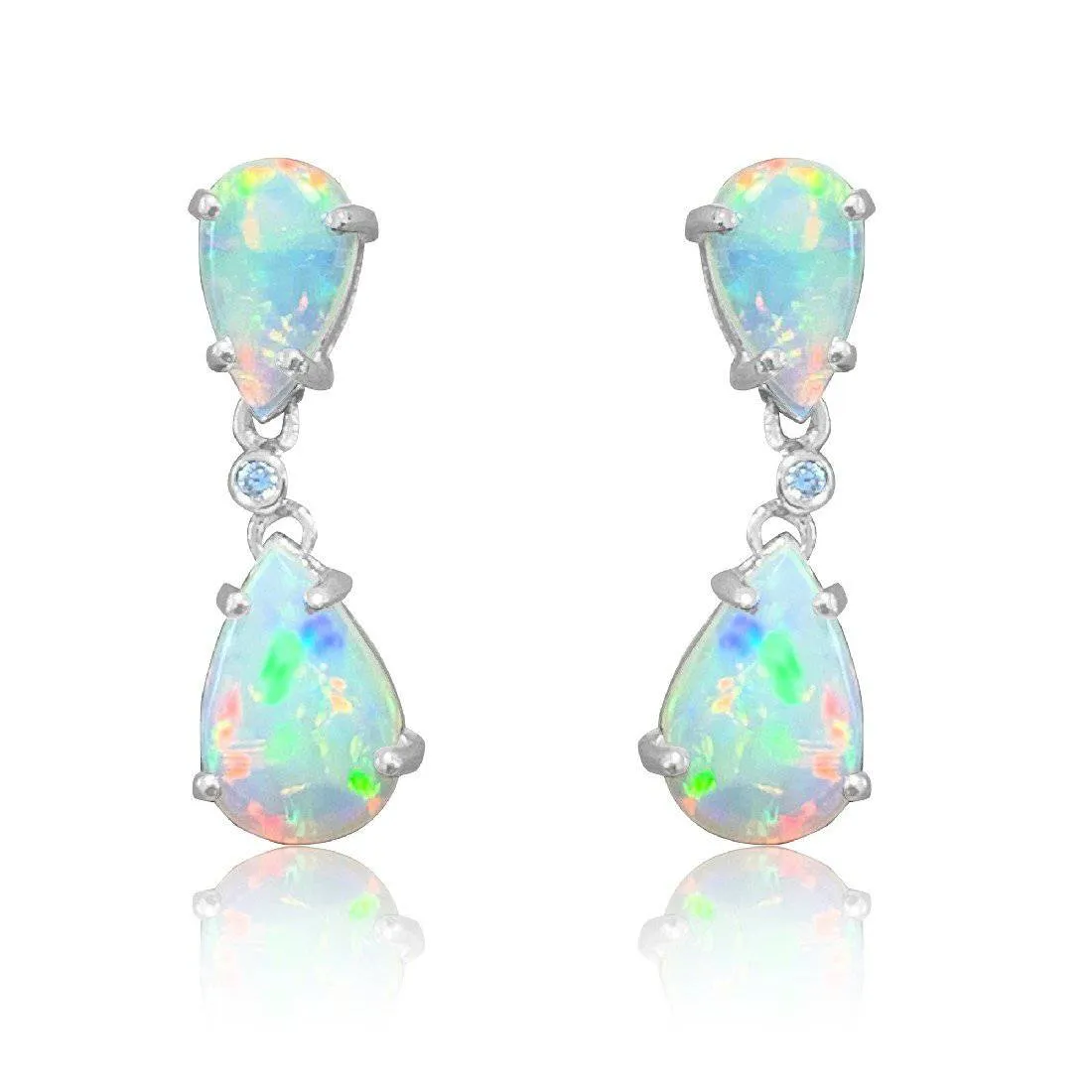 14kt White Gold Opal dangling earrings