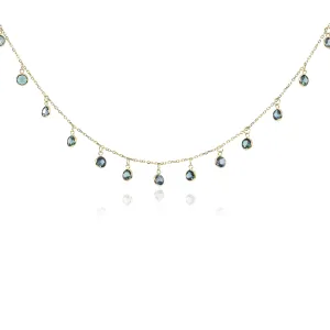 18K YELLOW GOLD GARNET BEZEL SET NECKLACE