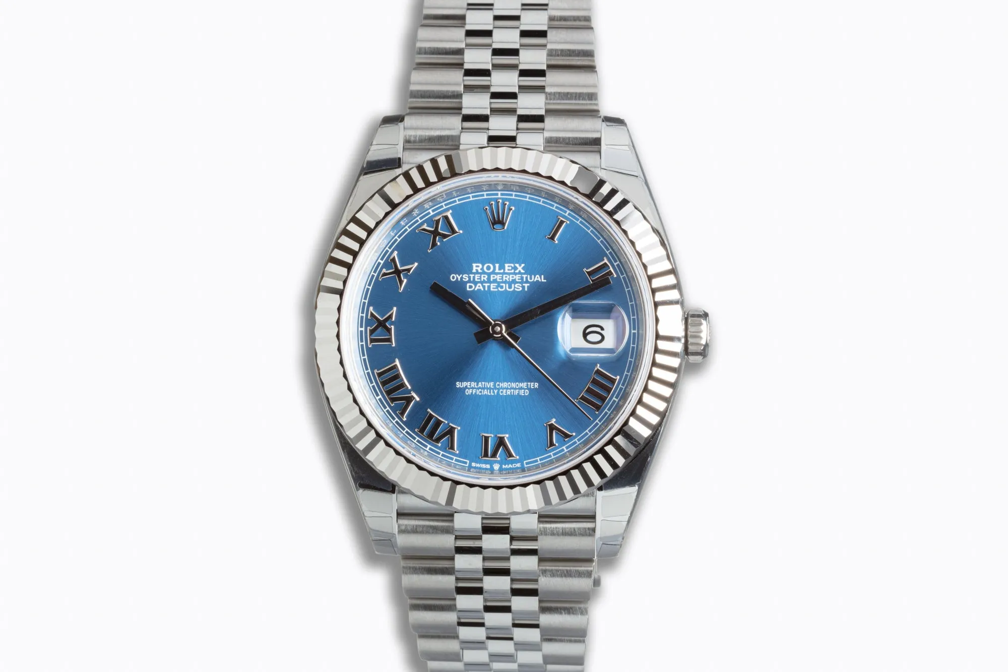 2022 Full Stickers Rolex Datejust 126334 41mm Azzurro Blue Roman Dial with Box & Card