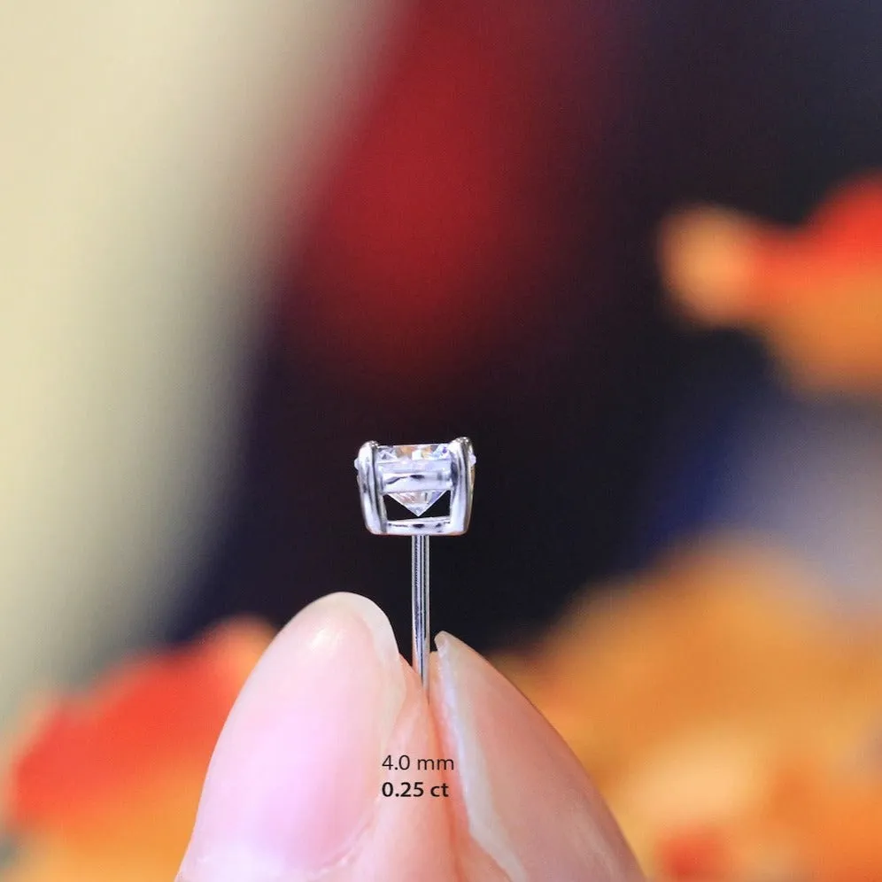 4 Prong Solitaire Stud Brilliant Cut Diamond Earrings