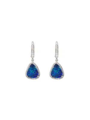5.88ct Diamond Opal 14K Gold Dangle Drop Earrings