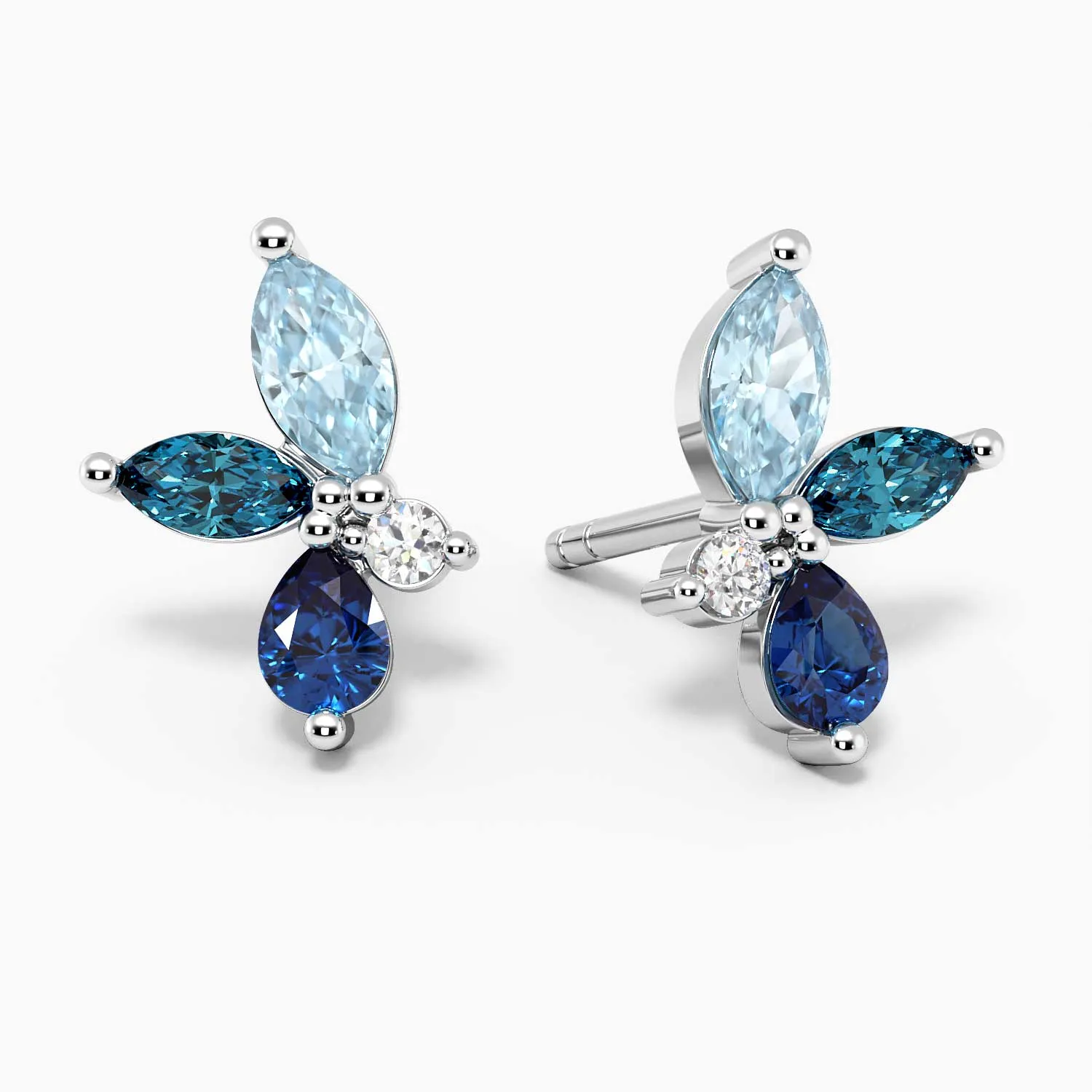 Blue Sapphire Cluster Earrings in 925 Sterling Silver - Irosk Australia®