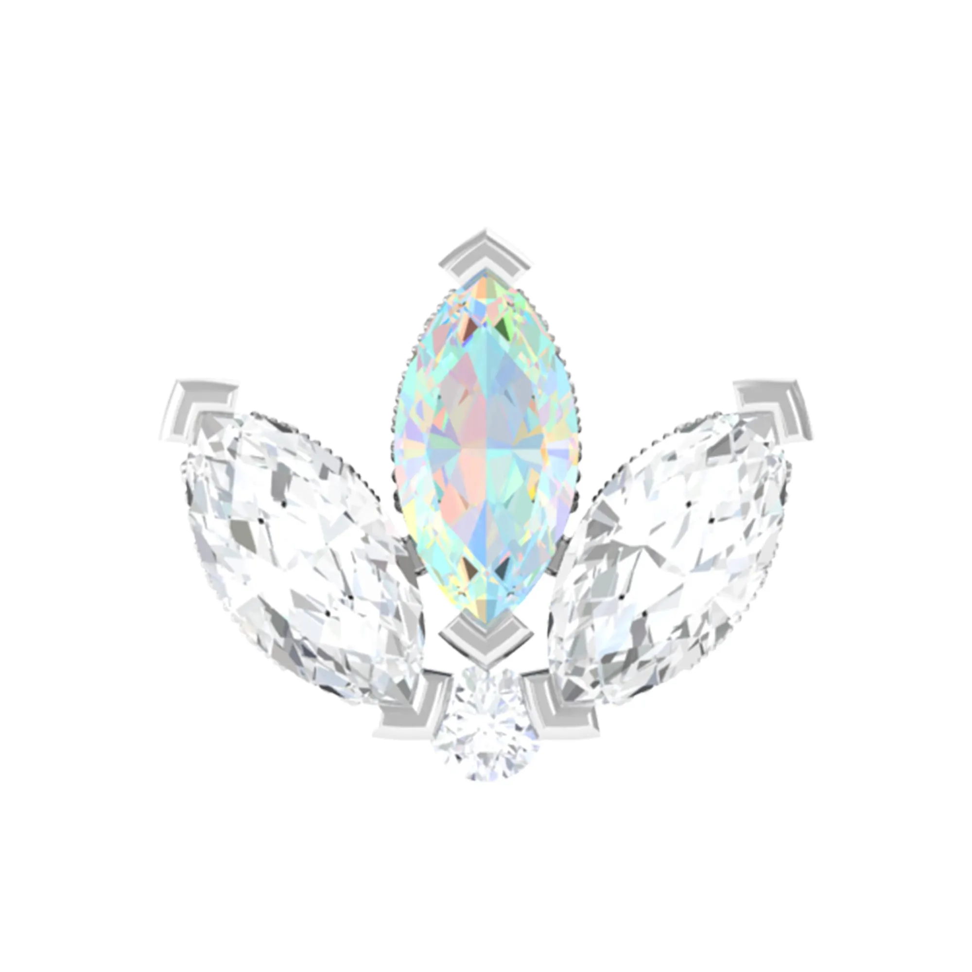 Ethiopian Opal and Moissanite Lotus Flower Earring for Helix Piercing