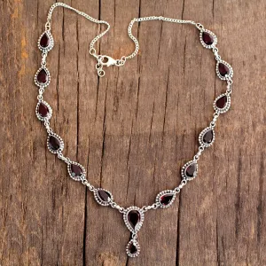 Garnet Necklace Sterling Silver Artistmade Jewelry - Halo of Beauty | NOVICA