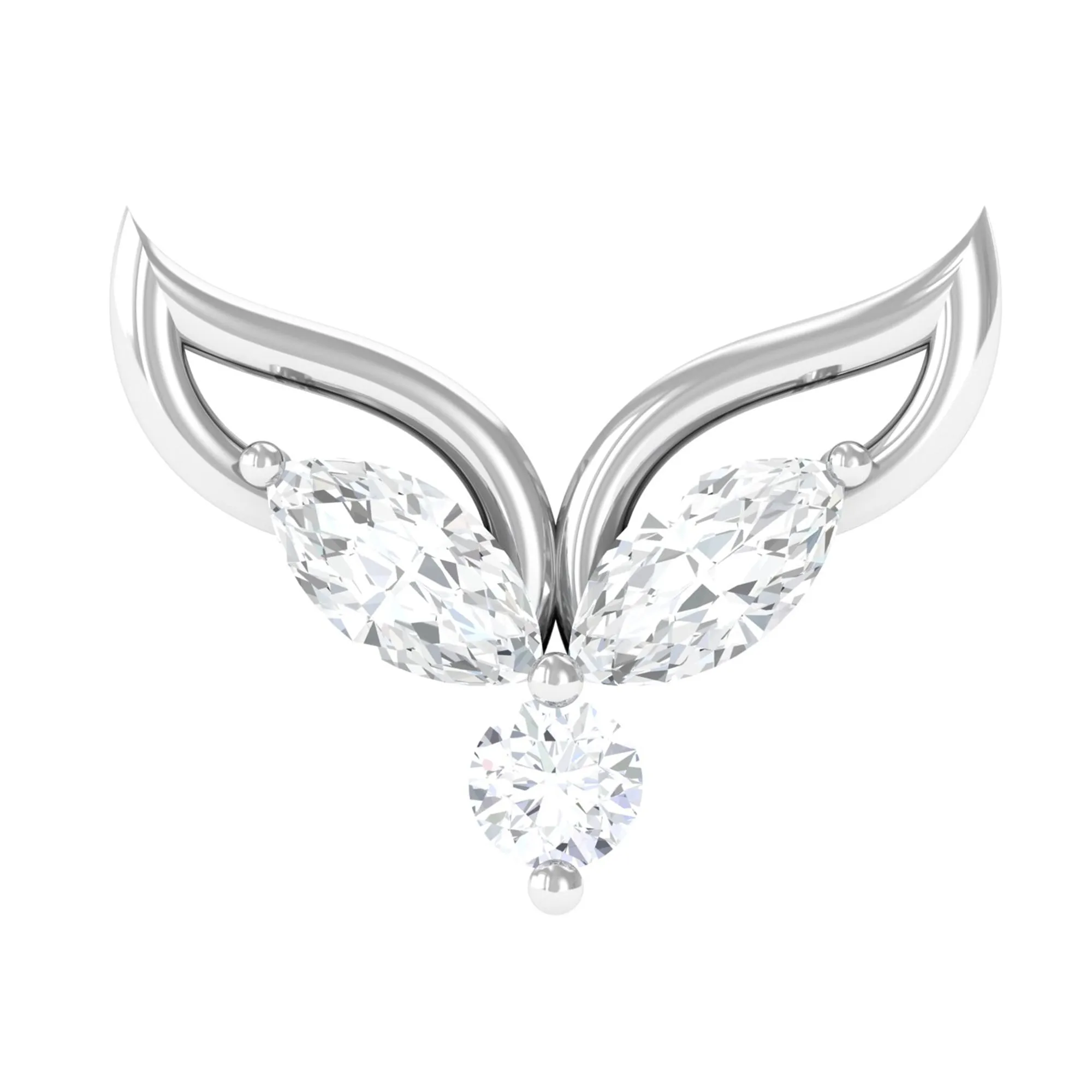 Marquise Diamond Leaf Earring for Cartilage Piercing