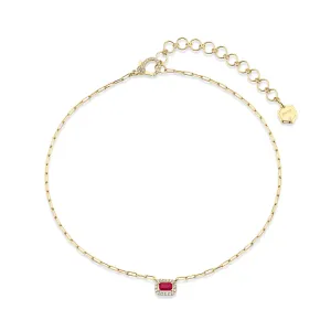 MINI ME DIAMOND & RUBY HALO DROP NECKLACE