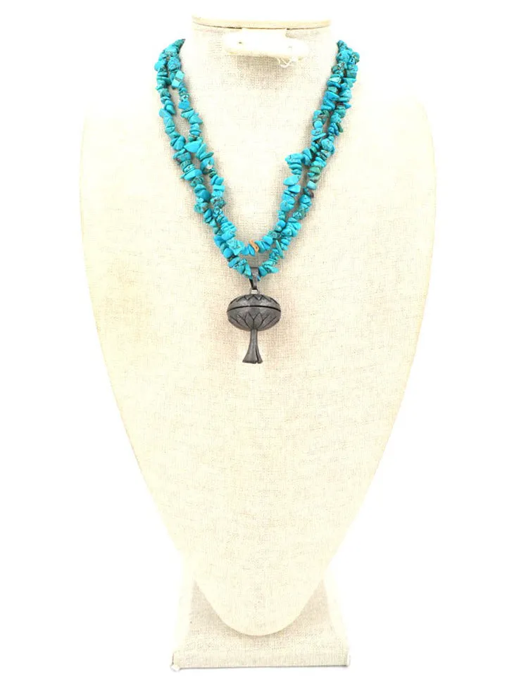 Montana West Copper Flower Concho Turquoise Necklace