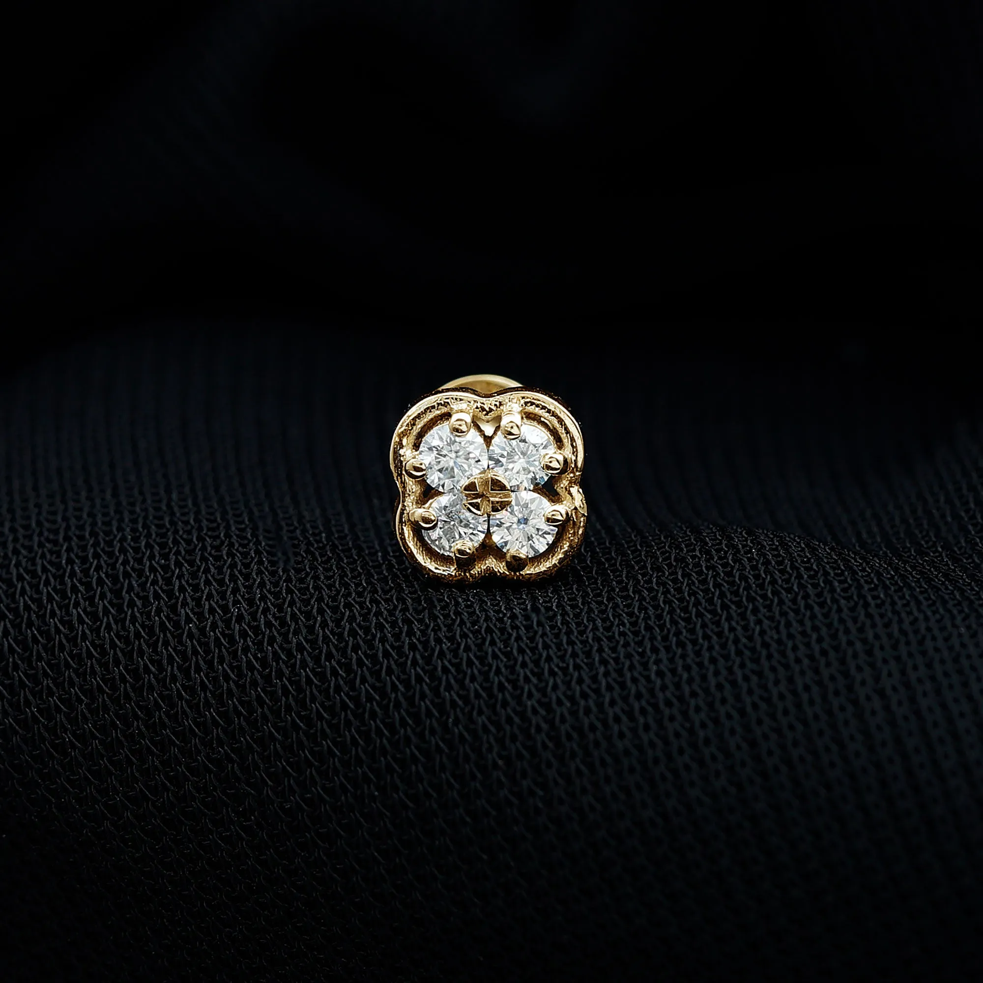Real Diamond Floral Cluster Earring for Helix Piercing