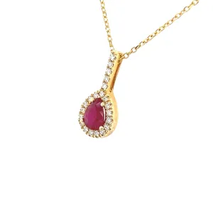 Ruby and Diamond Necklace in 14k Yellow Gold